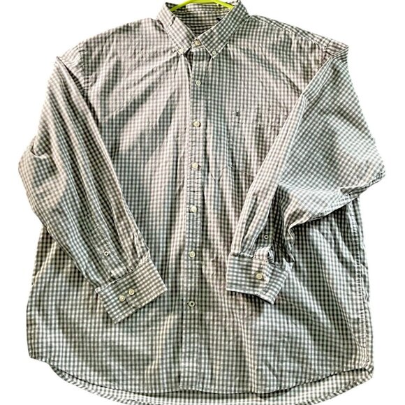 IZOD Shirt Mens 2XL Gray Gingham Button Down Long Sleeve Premium Essentials - Picture 1 of 5